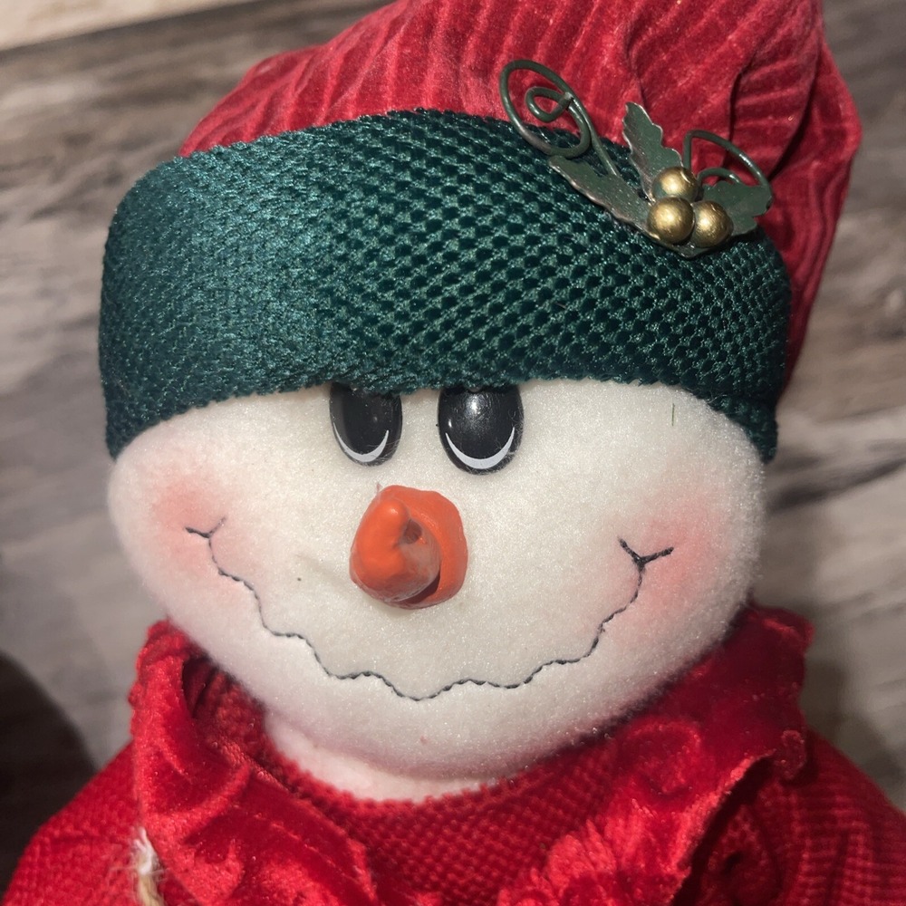 Prime Line Inc. Snowman Snow Woman Set Plush Bead Base Velour Stockings Sled 14" - Picture 8 of 12